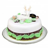 Elegáns karácsonyi torta szarvassal- marcipánnal burkolt