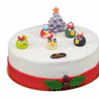 Karácsonyi mérges madaras torta – marcipánnal burkolt